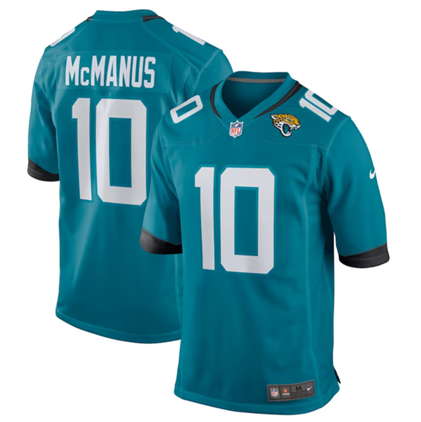 Men's Teal Jacksonville Jaguars #10 Brandon McManus Stitched Game Jersey
