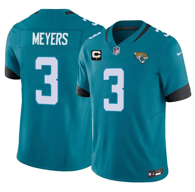 Men's Teal Jacksonville Jaguars #3 Jakobi Meyers 2026 F.U.S.E. 1-Star C Patch Vapor Limited Stitched Football Jersey