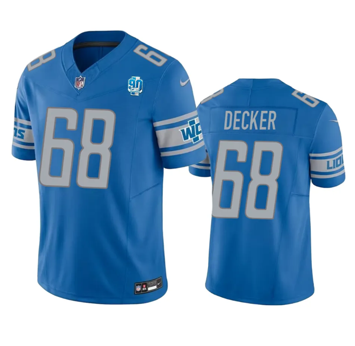 Men's Blue Detroit Lions #68 Taylor Decker 2023 F.U.S.E. 90th Anniversary Vapor Untouchable Limited Stitched Jersey