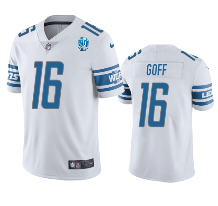 Men's White Detroit Lions #16 Jared Goff 2023 90th Anniversary Vapor Untouchable Limited Stitched Jersey