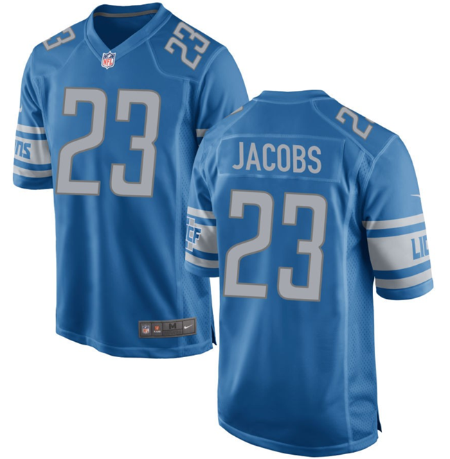 Men's Blue Detroit Lions #23 Jerry Jacobs Stitched Game Jersey