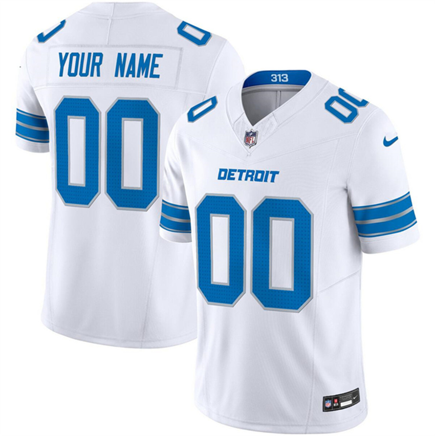 Men's White Detroit Lions Active Player Custom 2024 F.U.S.E. Vapor Limited Stitched Jersey