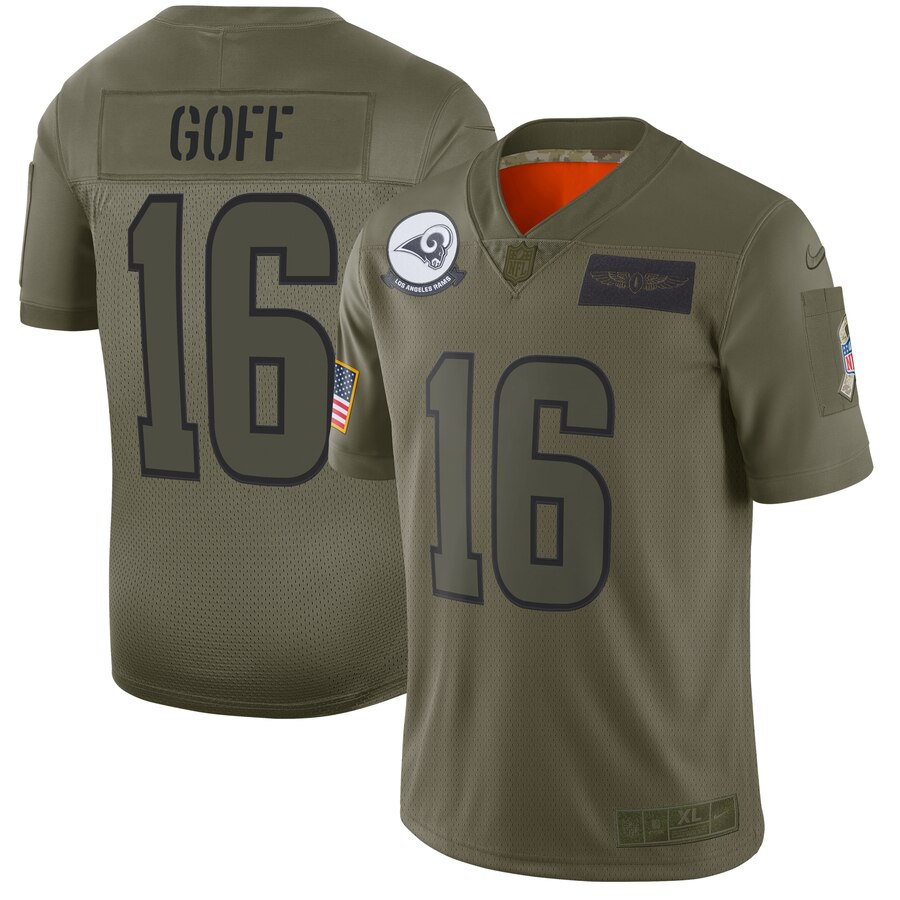 Nike Rams #16 Jared Goff Camo Men's Stitched NFL Limited 2019 Salute To Service Jersey