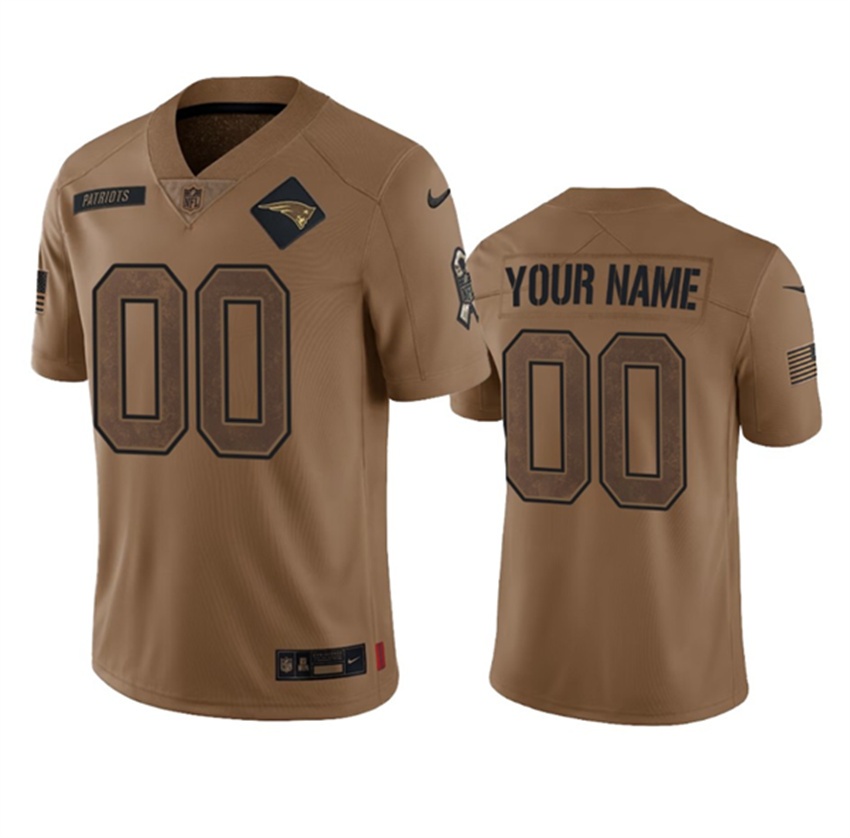 Men's Brown New England Patriots Active Player Custom 2023 Salute To Setvice Limited Stitched Football Jersey