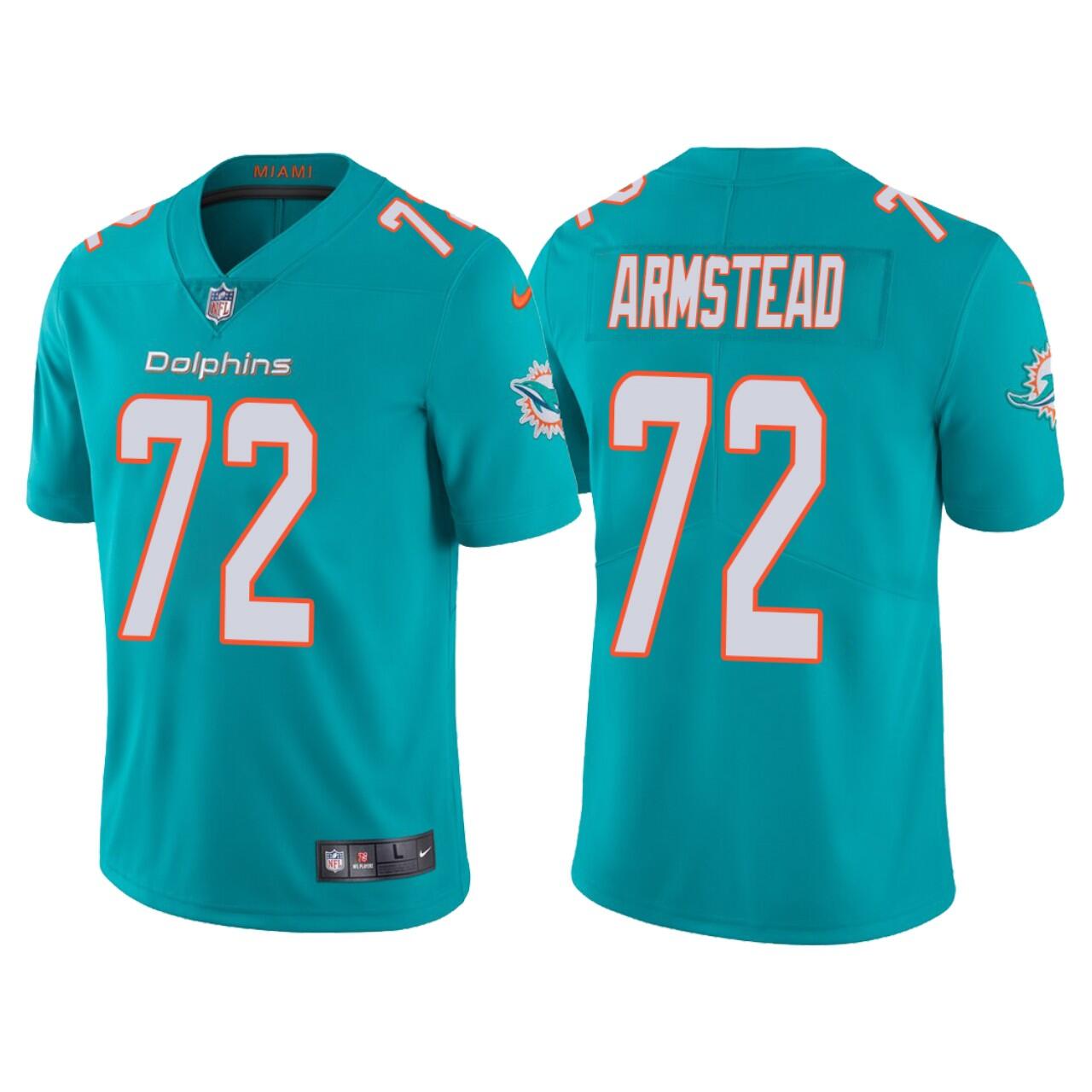 Men's Aqua Miami Dolphins #72 Terron Armstead Vapor Limited Stitched Jersey