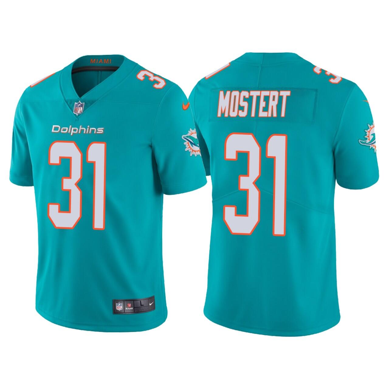 Men's Aqua Miami Dolphins #31 Raheem Mostert Vapor Untouchable Limited Stitched Football Jersey