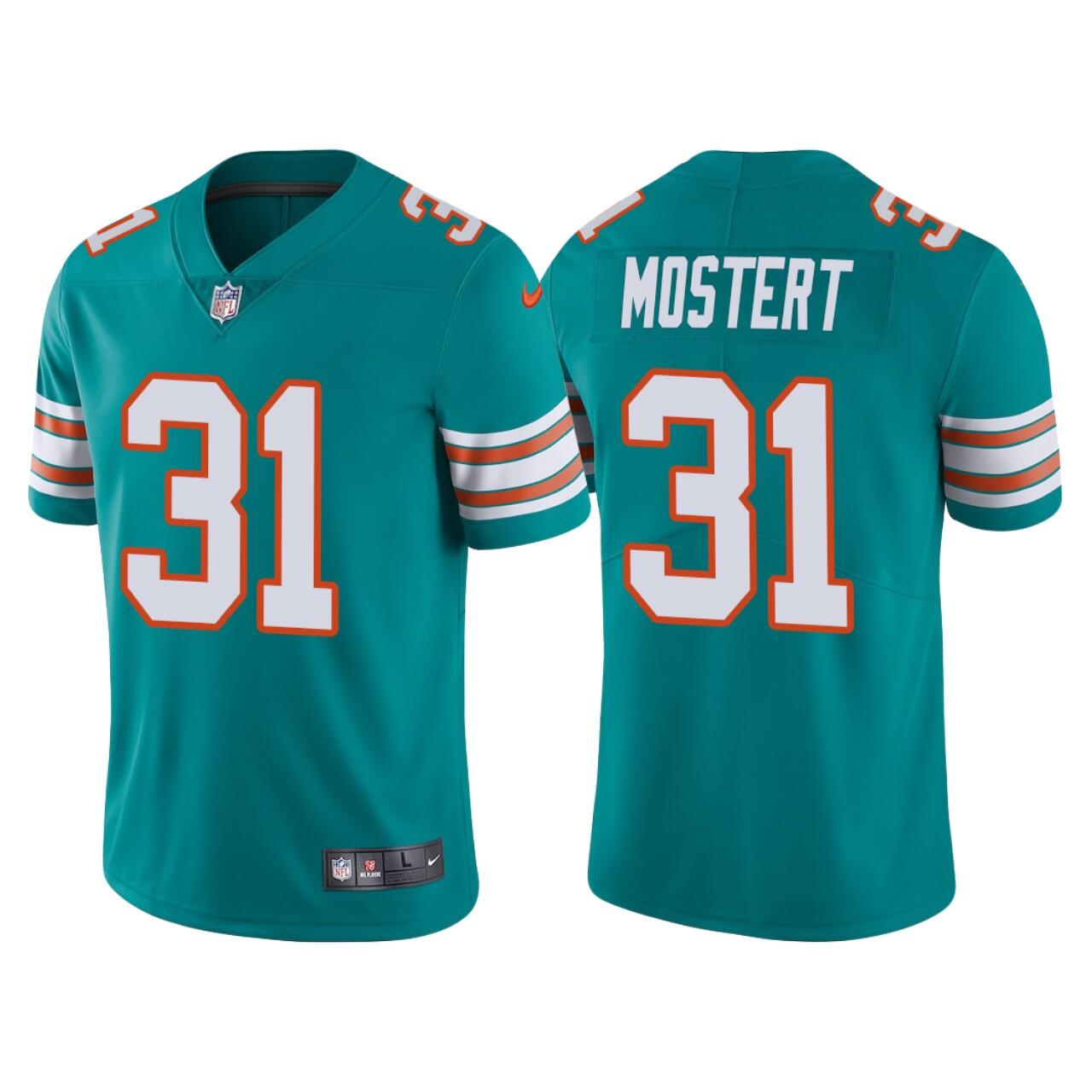 Men's Aqua Color Miami Dolphins #31 Raheem Mostert Rush Limited Stitched Football Jersey