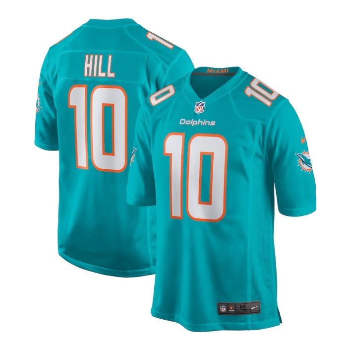 Men's Aqua Miami Dolphins #10 Tyreek Hill Stitched Game Jersey
