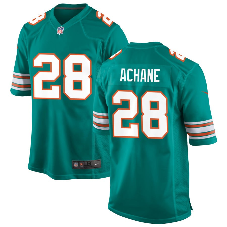 Men's Aqua Miami Dolphins #28 Devon Achane Football player Game Stitched Football Jersey