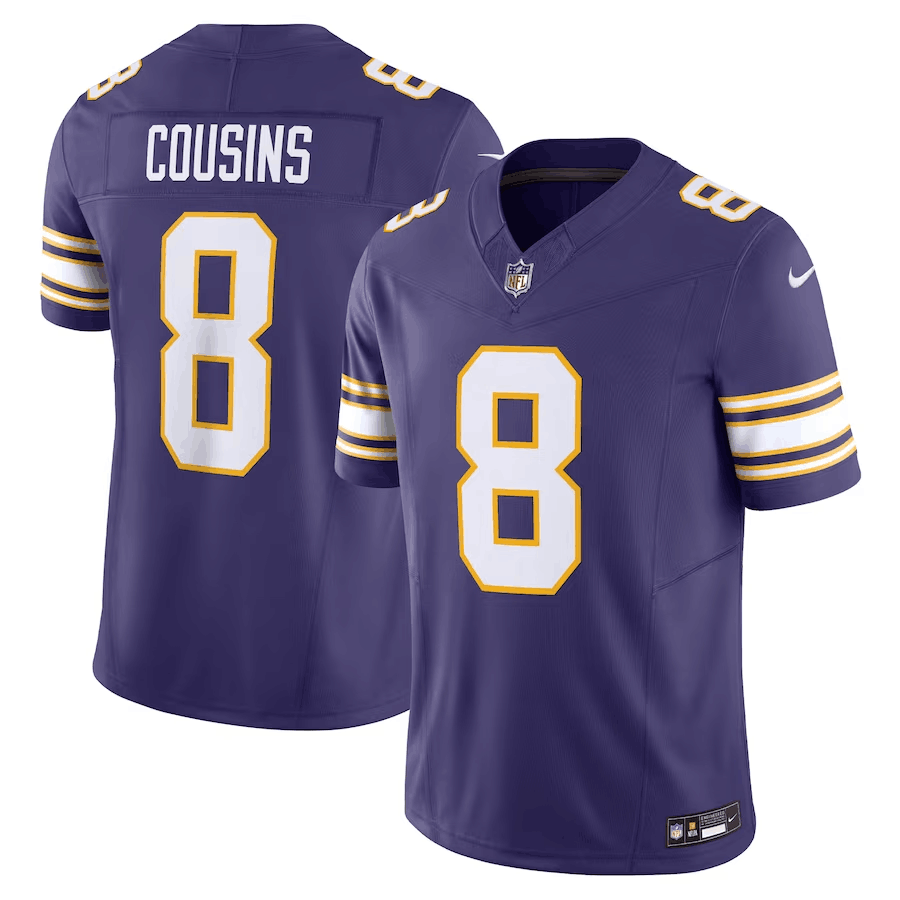 Men's Purple Minnesota Vikings #8 Kirk Cousins 2023 F.U.S.E. Vapor Untouchable Stitched Jersey