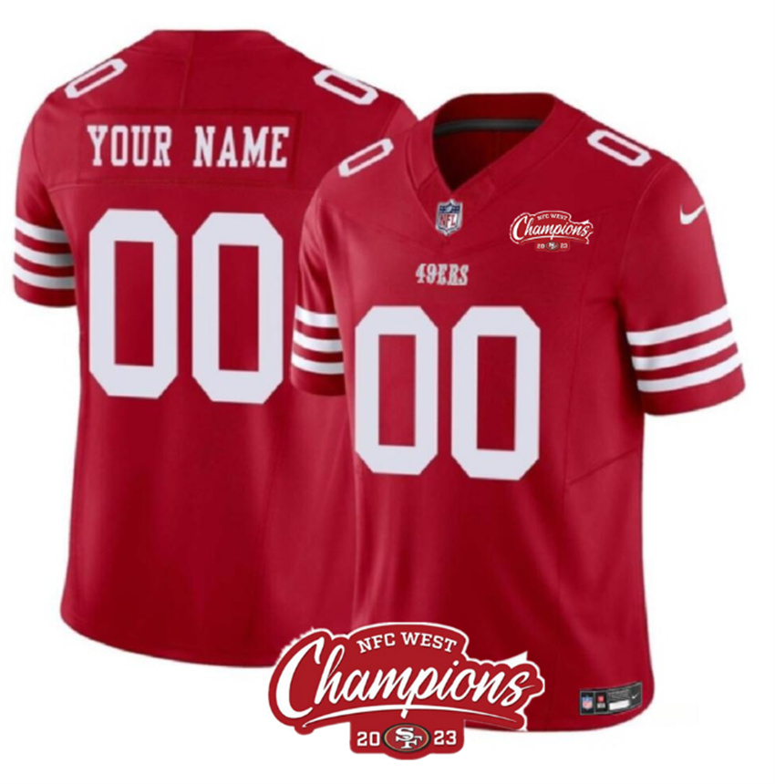 Men's Red San Francisco 49ers Active Player Custom 2023 F.U.S.E. NFC West Champions Patch Stitched Football Jersey