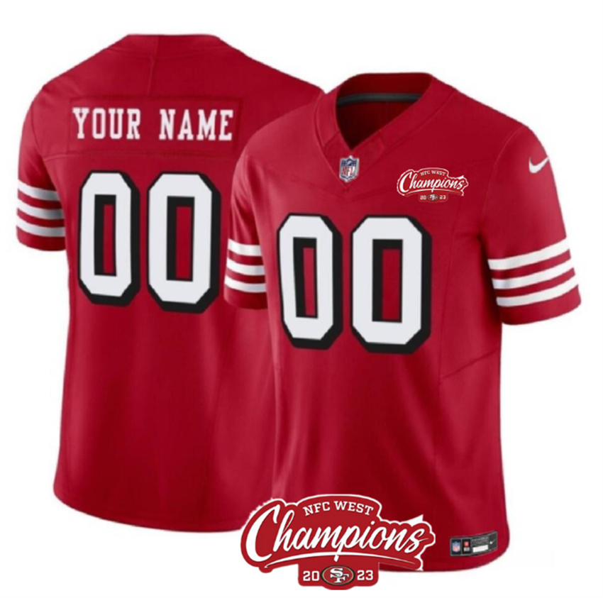 Men's Red San Francisco 49ers Active Player Custom 2023 F.U.S.E. NFC West Champions Patch Alternate Stitched Football Jersey