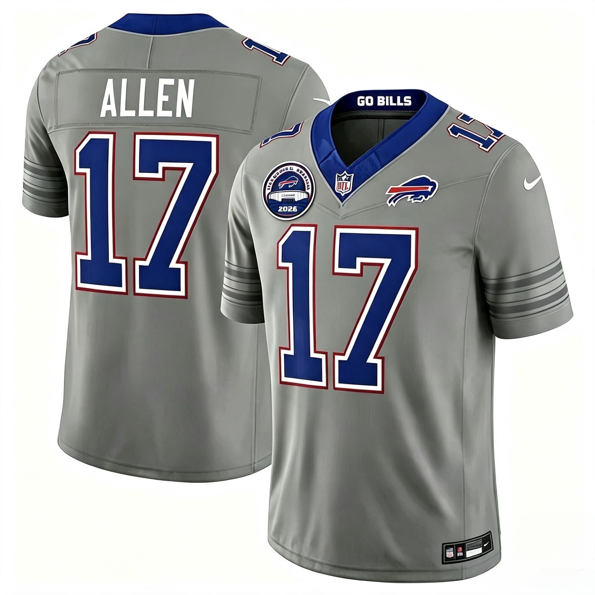 Men's Gray Buffalo Bills #17 Josh Allen F.U.S.E. 2026 Nickel City Vapor Stitched Football Jersey
