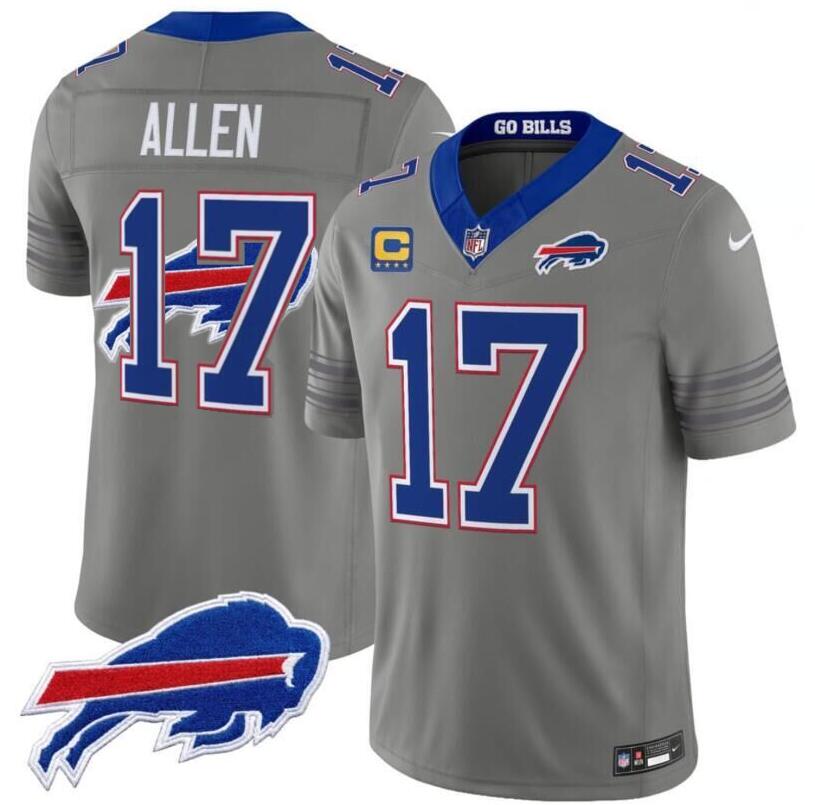 Men's Gray Buffalo Bills #17 Josh Allen F.U.S.E. 2026 Nickel City With 4-Star C Patch Vapor Stitched Football Jersey