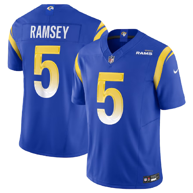 Men's Blue Los Angeles Rams #5 Jalen Ramsey 2023 F.U.S.E. Vapor Untouchable Limited Stitched Football Jersey