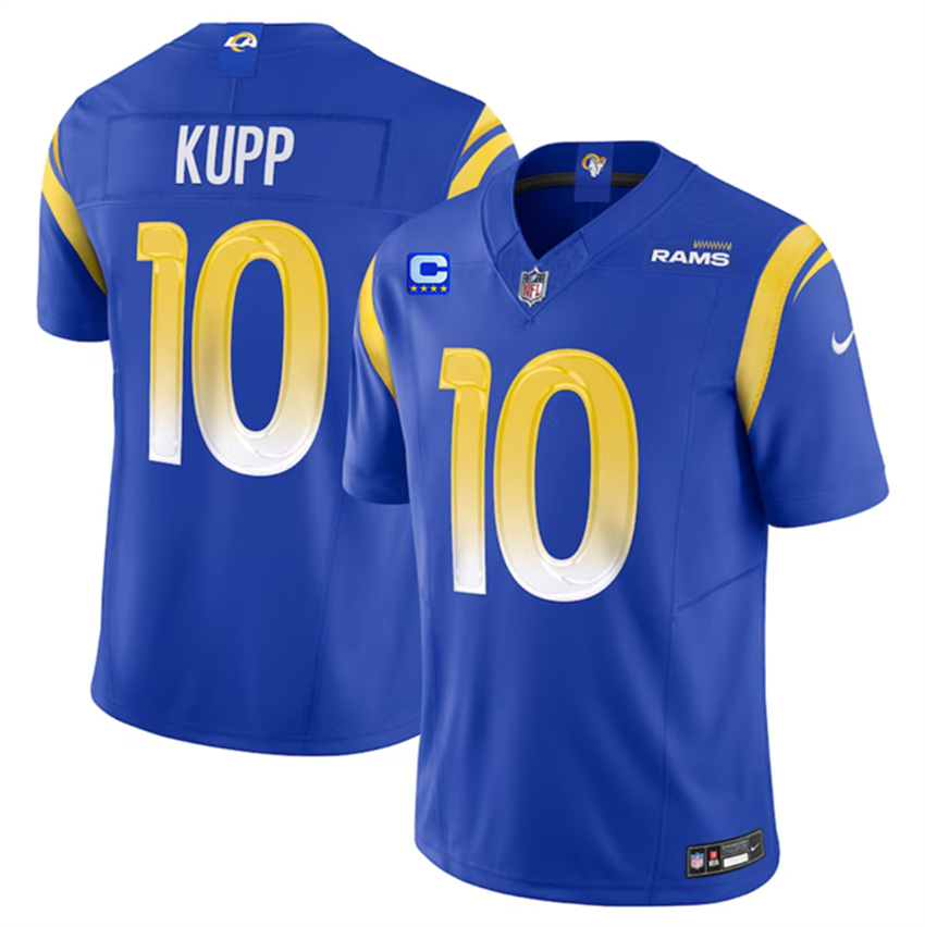 Men's Blue Los Angeles Rams #10 Cooper Kupp 2023 F.U.S.E. With 4-Star C Patch Vapor Untouchable Limited Stitched Football Jersey