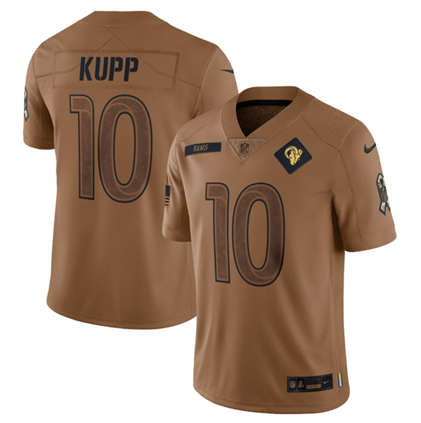 Men's Brown Los Angeles Rams #10 Cooper Kupp 2023 Salute To Service Limited Stitched Football Jersey
