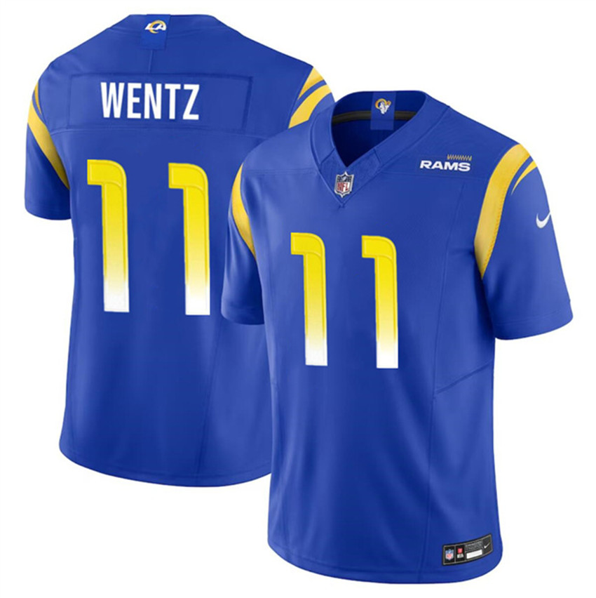 Men's Blue Los Angeles Rams #11 Carson Wentz 2023 F.U.S.E. Vapor Untouchable Stitched Football Jersey
