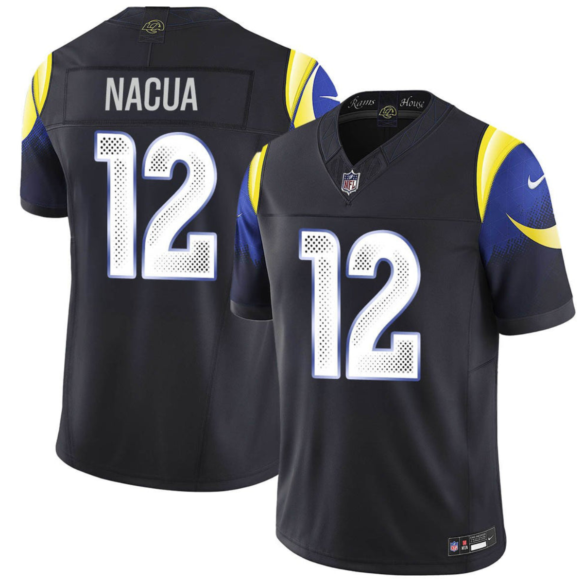 Men's Black Los Angeles Rams #12 Puka Nacua 2025 F.U.S.E. “Rivalries” Vapor Limited Stitched Football Jersey