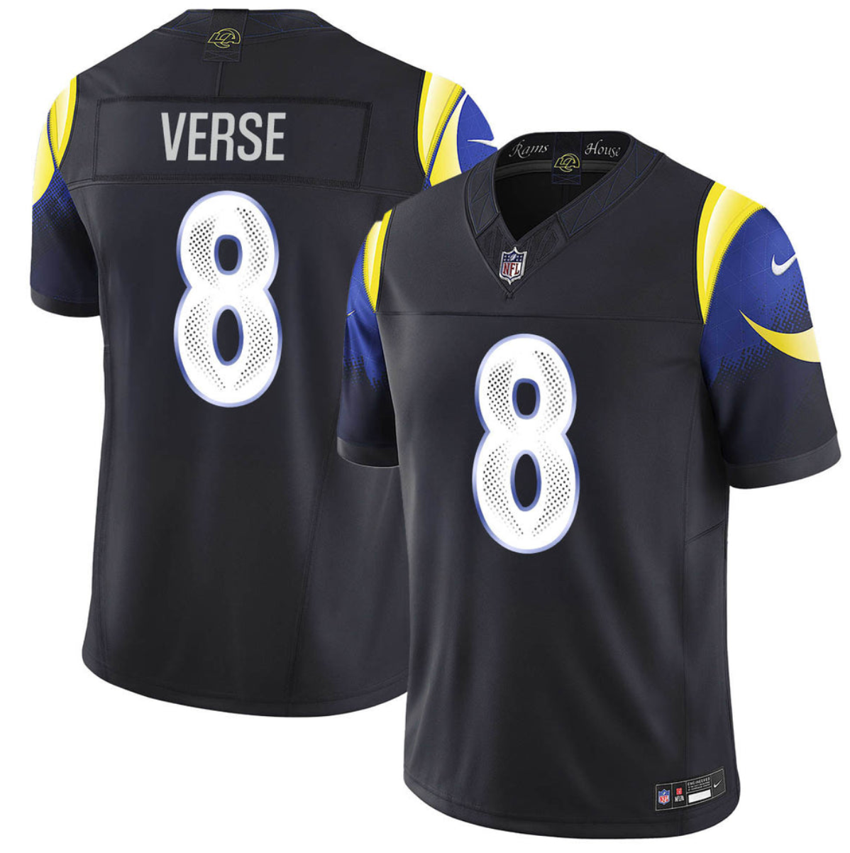 Men's Black Los Angeles Rams #8 Jared Verse 2025 F.U.S.E. “Rivalries” Vapor Limited Stitched Football Jersey