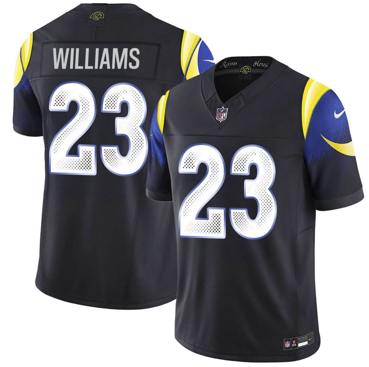 Men's Black Los Angeles Rams #23 Kyren Williams 2025 F.U.S.E. “Rivalries” Vapor Limited Stitched Football Jersey