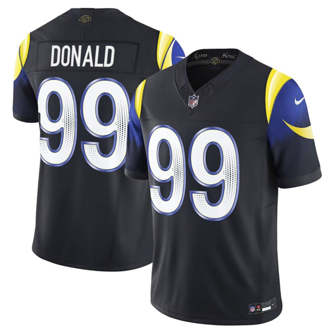 Men's Black Los Angeles Rams #99 Aaron Donald 2025 F.U.S.E. “Rivalries” Vapor Limited Stitched Football Jersey