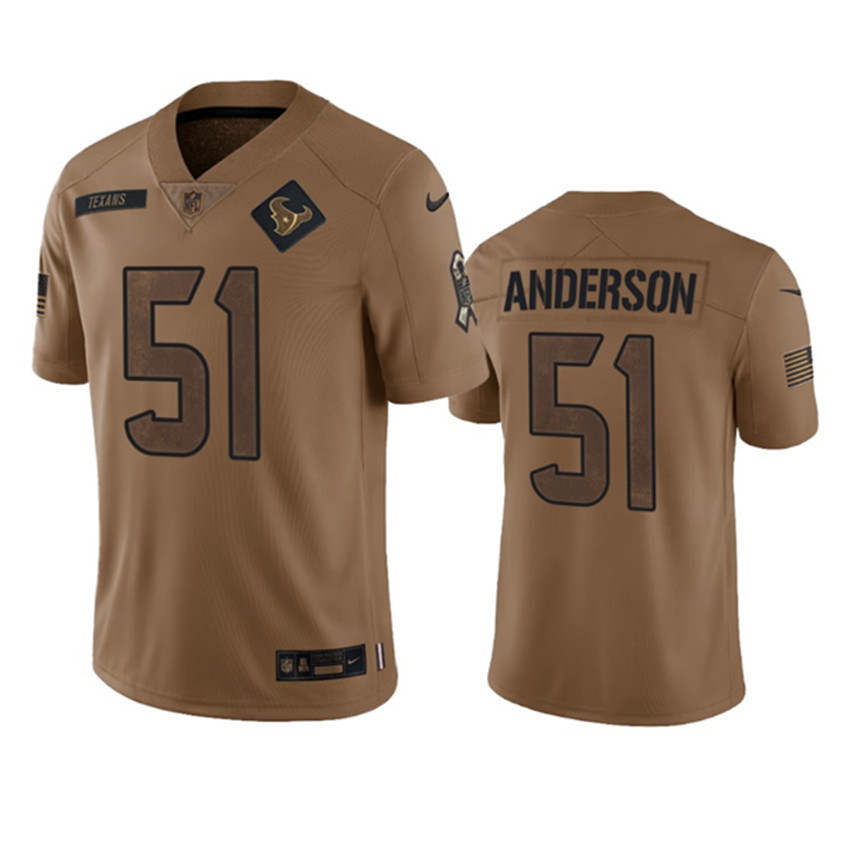 Men's Brown Houston Texans #51 Will Anderson Jr. 2023 Salute To Service Limited Stitched Jersey