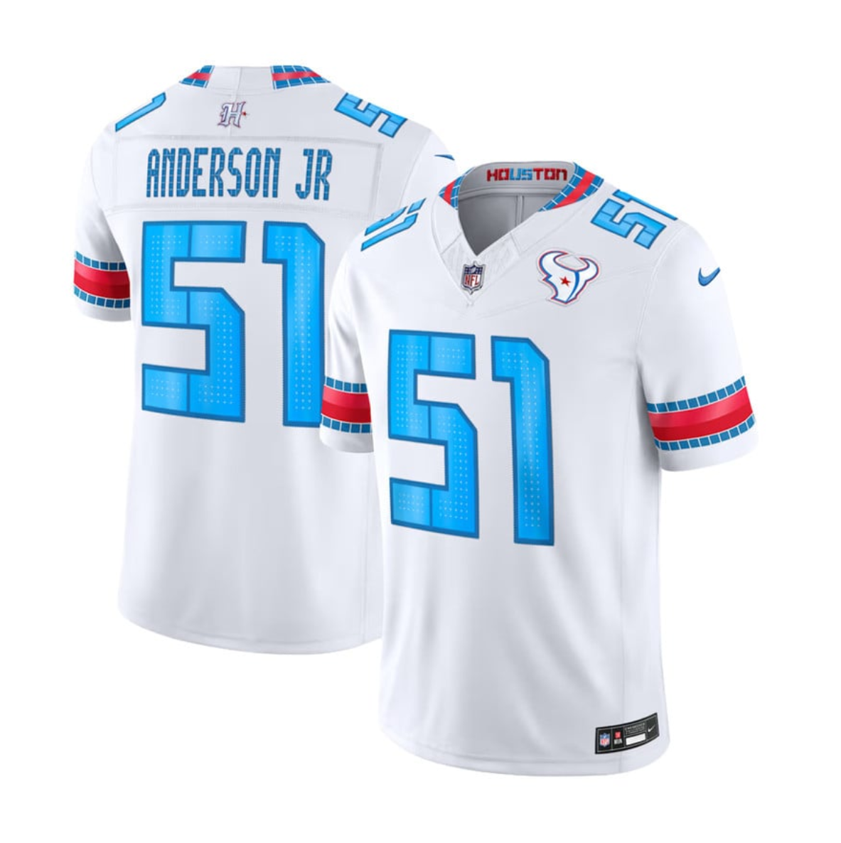 Men's White Houston Texans #51 Will Anderson Jr. 2026 F.U.S.E. 'HOUSTON/US' Rivalries Collection Limited Stitched Football Jersey
