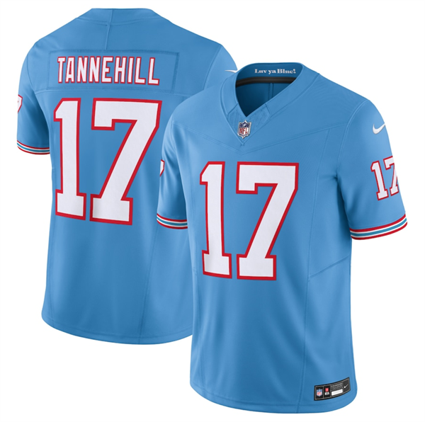 Men's Light Blue Tennessee Titans #17 Ryan Tannehill 2023 F.U.S.E. Vapor Limited Throwback Stitched Football Jersey