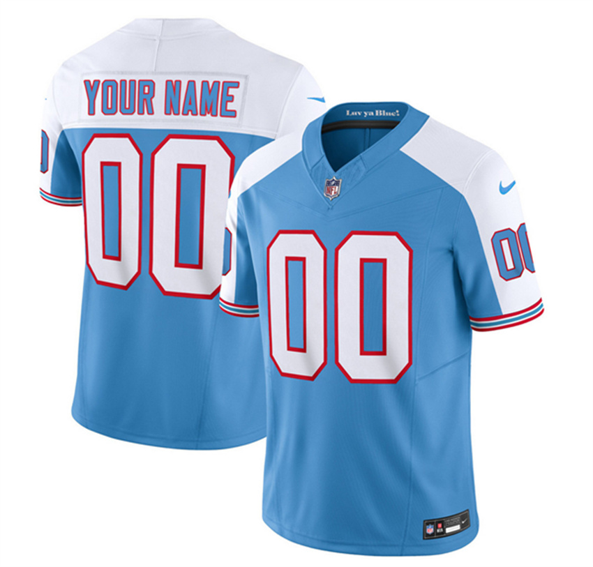Men's Blue/White Tennessee Titans Active Player Custom 2023 F.U.S.E. Vapor Limited Throwback Stitched Football Jersey