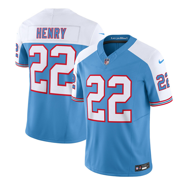 Men's Blue/White Tennessee Titans #22 Derrick Henry 2023 F.U.S.E. Vapor Limited Throwback Stitched Football Jersey
