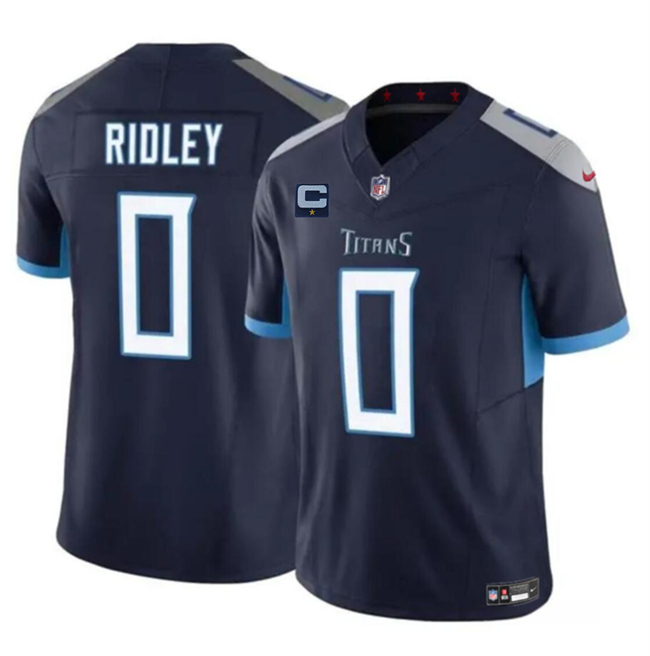 Men's Navy Tennessee Titans #0 Calvin Ridley 2025 F.U.S.E. With 1-Star C Patch Vapor Limited Stitched Football Jersey