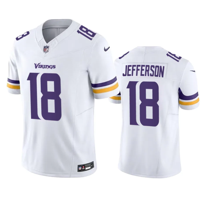 Men's White Minnesota Vikings #18 Justin Jefferson 2023 F.U.S.E. Vapor Untouchable Stitched Jersey