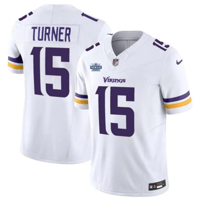 Men's White Minnesota Vikings #15 Dallas Turner 2024 With Draft Patch F.U.S.E Vapor Untouchable Limited Stitched Jersey