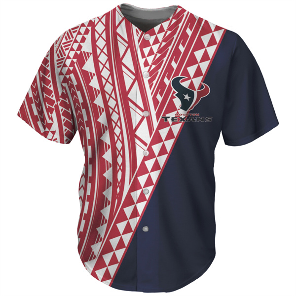 Men's Red/Navy Houston Texans Baseball Jersey