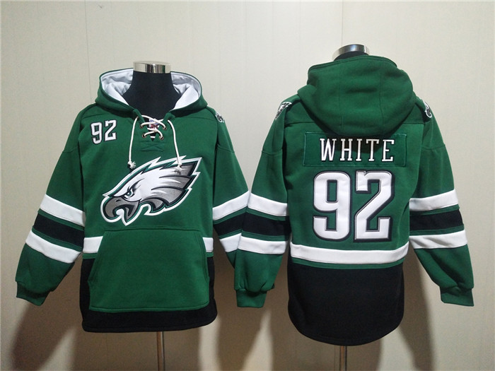 Men's Green Philadelphia Eagles #92 Reggie White Ageless Must-Have Lace-Up Pullover Hoodie