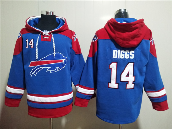 Men's Red/Blue Buffalo Bills #14 Stefon Diggs Ageless Must-Have Lace-Up Pullover Hoodie