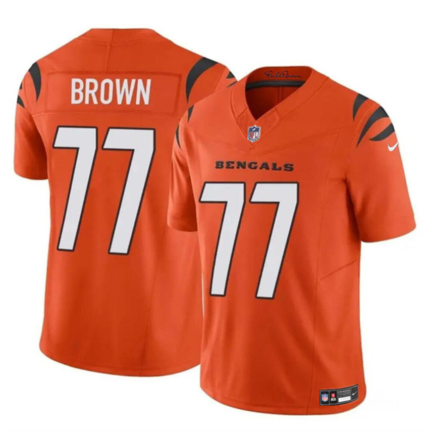 Men's Orange Cincinnati Bengals #77 Trent Brown 2024 F.U.S.E. Vapor Untouchable Limited Stitched Jersey
