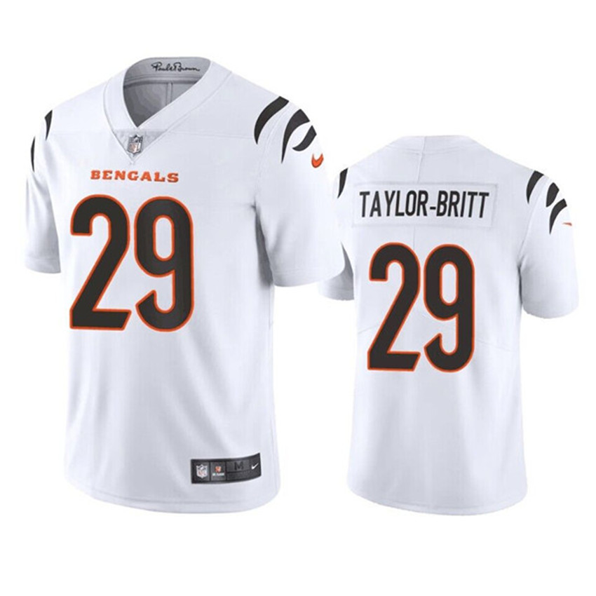Men's White Cincinnati Bengals #29 Cam Taylor-Britt Vapor Limited Stitched Football Jersey
