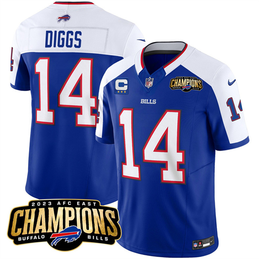 Men's Blue/White Buffalo Bills #14 Stefon Diggs 2023 F.U.S.E. AFC East Champions With 3-star C Ptach Stitched Football Jersey