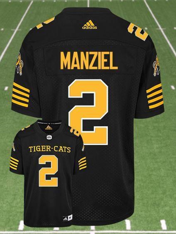 Men's Black Hamilton Tiger-Cats #2 Johnny Manziel Stitched Football Jersey