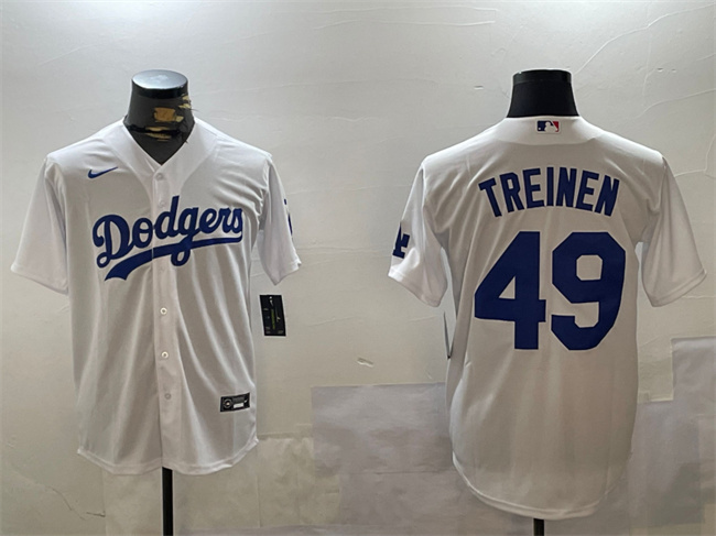 Men's White Los Angeles Dodgers #49 Blake Treinen Cool Base Stitched Baseball Jersey