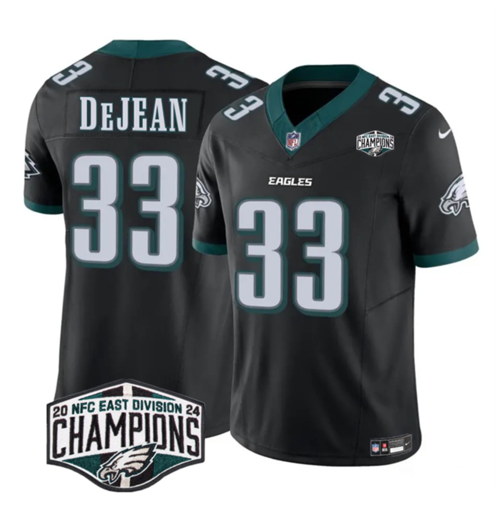 Men's Black Philadelphia Eagles #33 Cooper DeJean 2024 New NFC East Champions F.U.S.E. Vapor Untouchable Limited Stitched Football Jersey