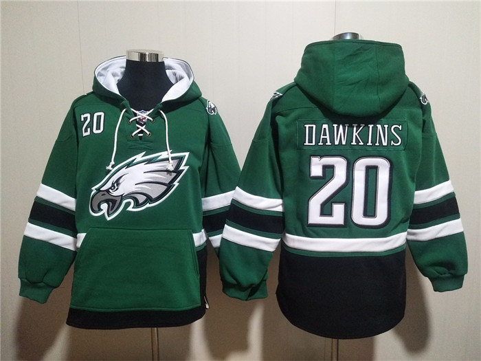 Men's Green Philadelphia Eagles #20 Brian Dawkins Ageless Must-Have Lace-Up Pullover Hoodie