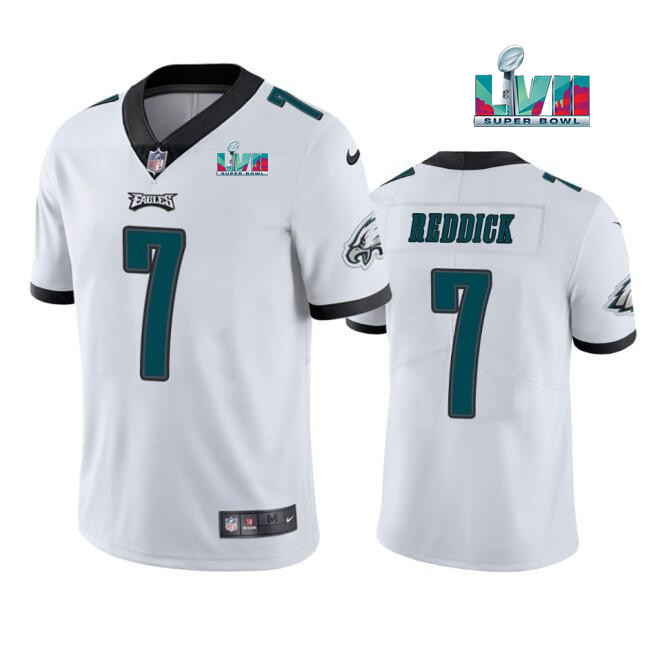 Men's White Philadelphia Eagles #7 Haason Reddick Super Bowl LVII Patch Vapor Untouchable Limited Stitched Jersey