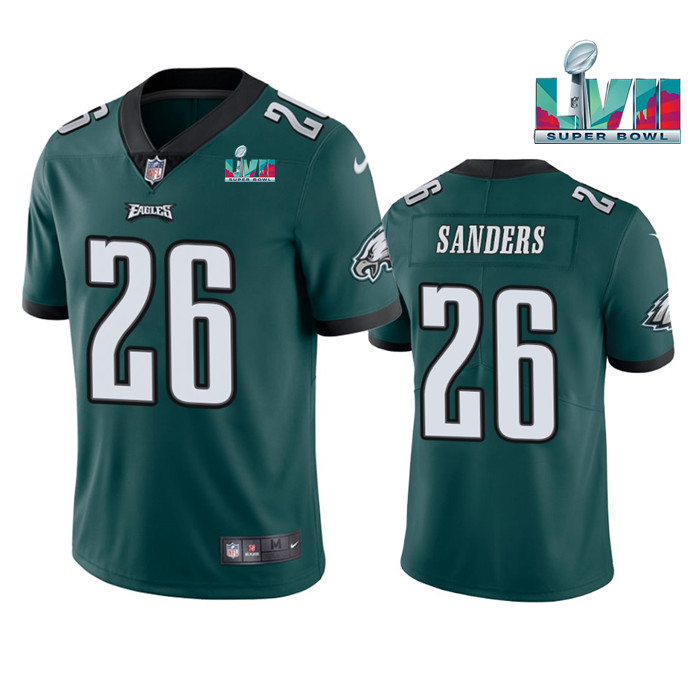 Men's Green Philadelphia Eagles #26 Miles Sanders Super Bowl LVII Patch Vapor Untouchable Limited Stitched Jersey