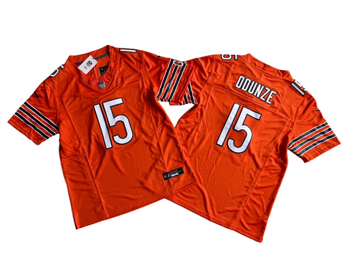 Men's Orange Chicago Bears #15 Rome Odunze 2024 Draft F.U.S.E. Vapor Stitched Football Jersey