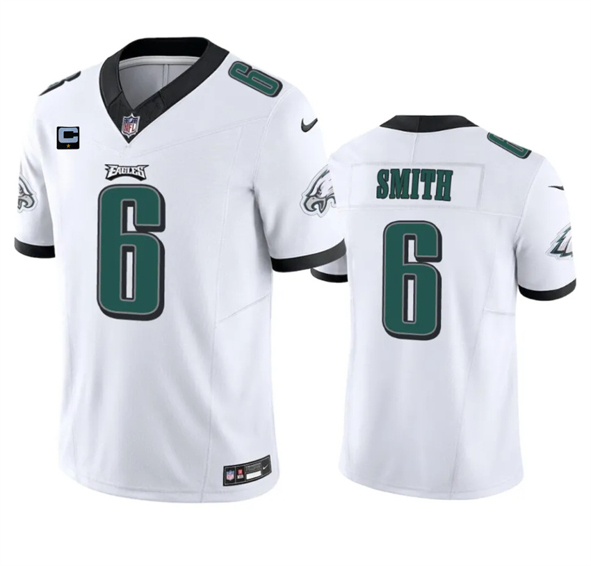 Men's White Philadelphia Eagles #6 DeVonta Smith 2023 F.U.S.E. With 1-Star C Patch Vapor Untouchable Limited Stitched Football Jersey