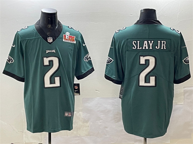 Men's Green Philadelphia Eagles #2 Darius Slay Jr. 2025 Super Bowl LIX Patch Vapor Untouchable Limited Stitched Football Jersey
