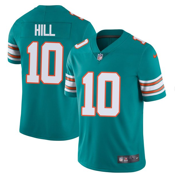 Men's Aqua Miami Dolphins #10 Tyreek Hill Vapor Limited Stitched Jersey